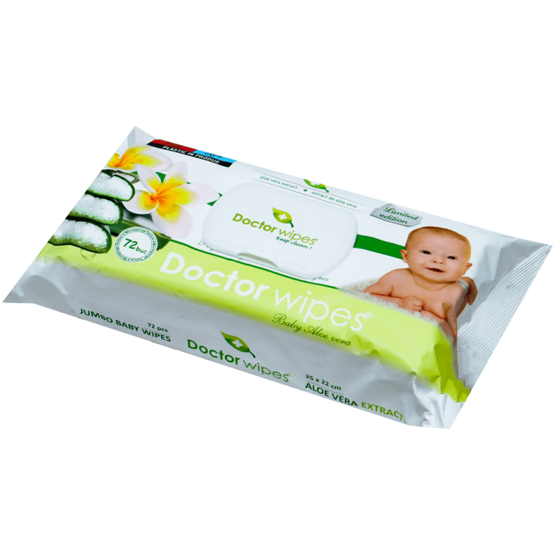 Servetele umede cu extract de Aloe Jumbo Pack, 72 bucati, Doctor Wipes